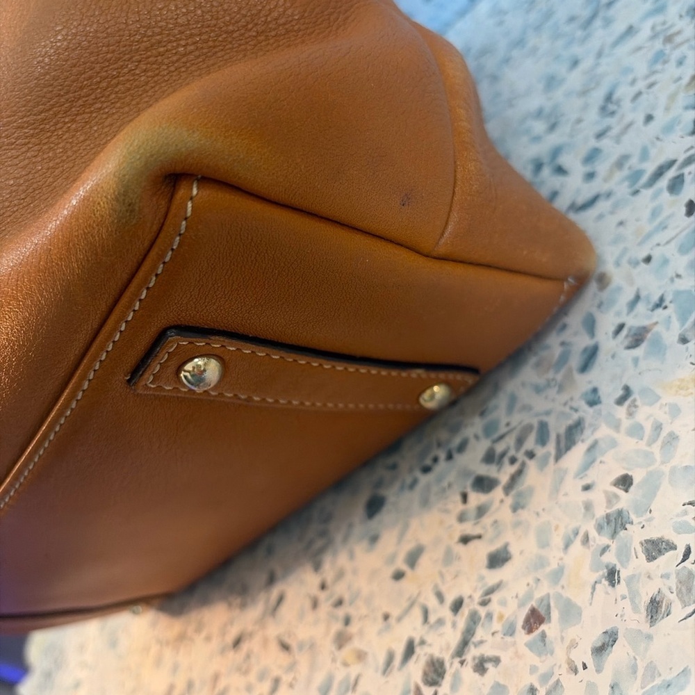 Dooney Bourke Florentine Leather Hobo Bag Brown Large Shoulder Bag - Picture 4 of 8